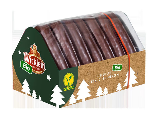 Wicklein Organic Chocolate-Covered Filled Lebkuchen Hearts 240g