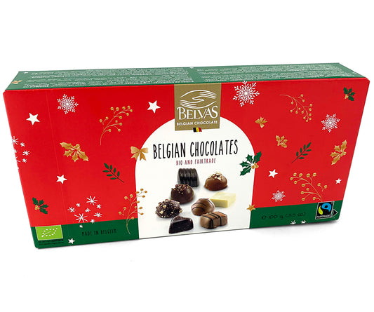 Belvas Organic & Fairtrade Belgian Chocolate Gift Box – Festive Edition 100g